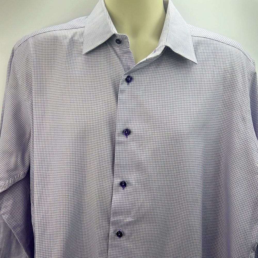 David Donahue cotton lilac trim fit 17.5